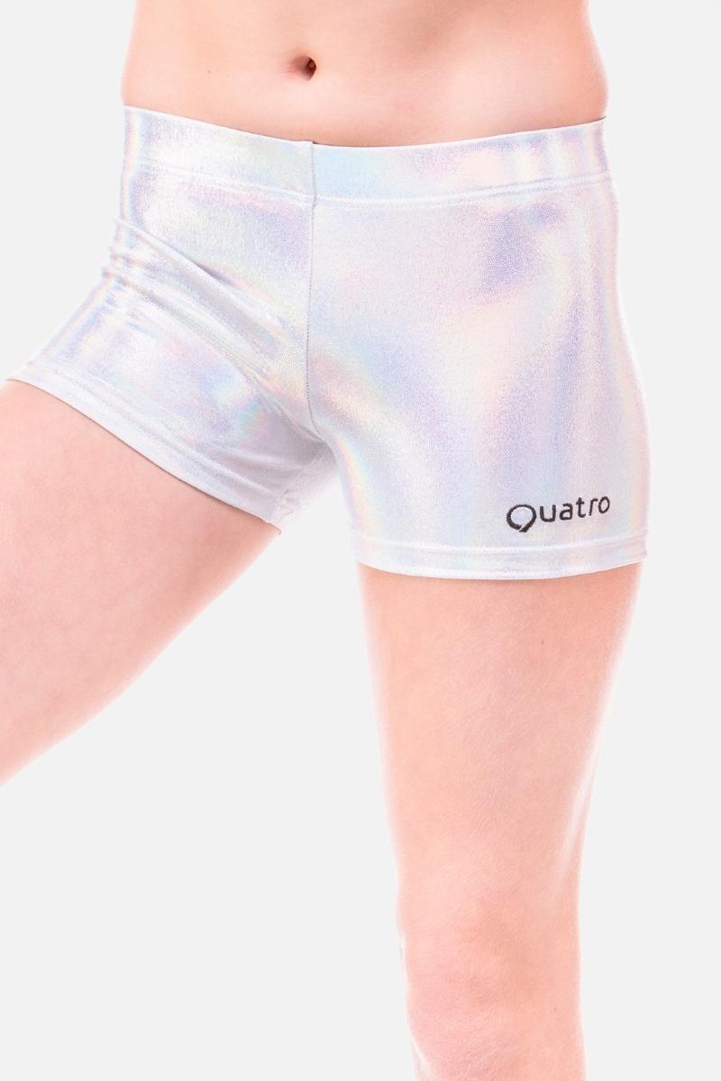 Silver Holo Mystique Shorts - configurable - Quatro Gymnastics UK