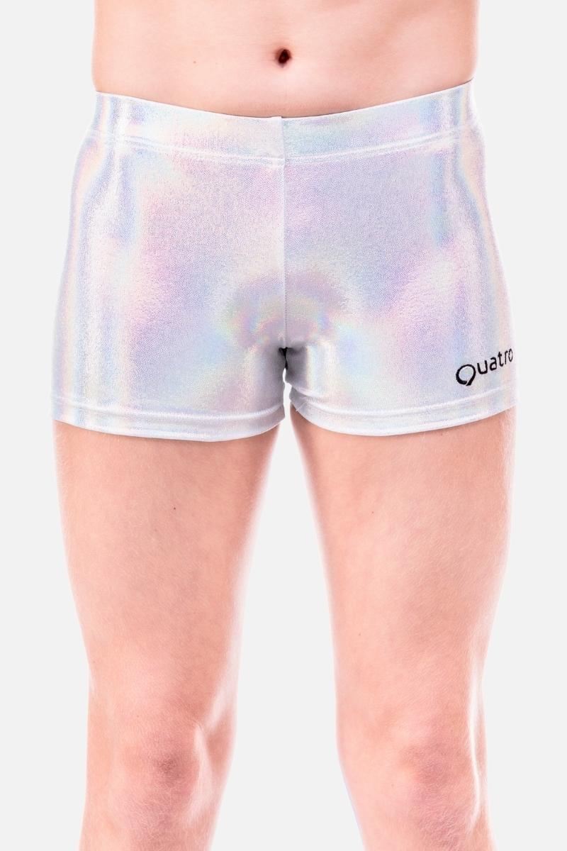 Silver Holo Mystique Shorts - configurable - Quatro Gymnastics UK