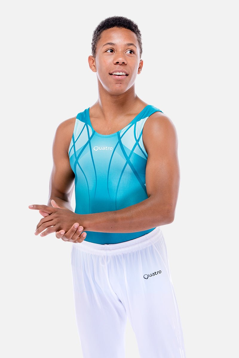Hydra Teal Mens Leotard - configurable - Quatro Gymnastics UK