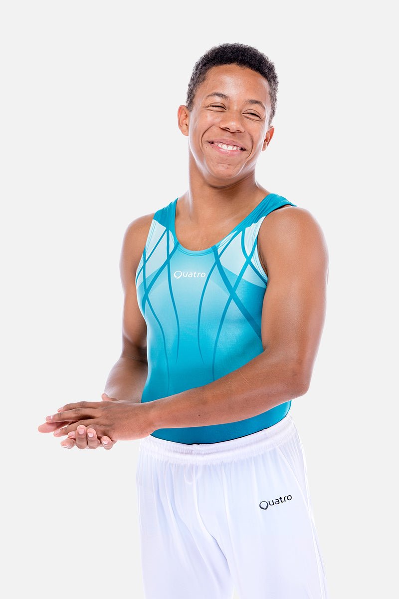 Hydra Teal Mens Leotard - configurable - Quatro Gymnastics UK