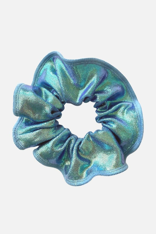 Opal Blue Wet Look Scrunchie - simple - Quatro Gymnastics UK