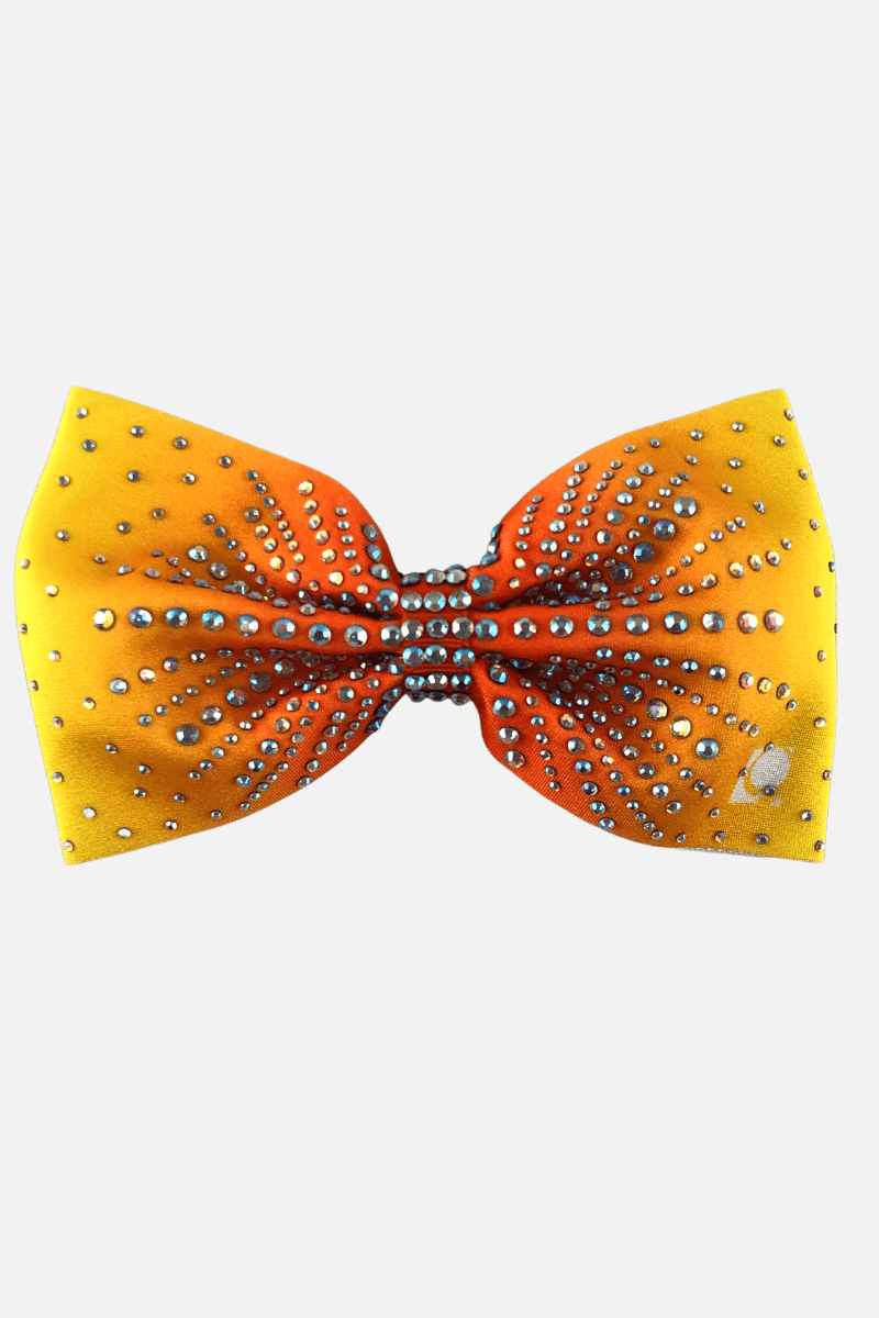 Yellow to Orange Ombre Rhinestone Bow - simple - Quatro Gymnastics UK