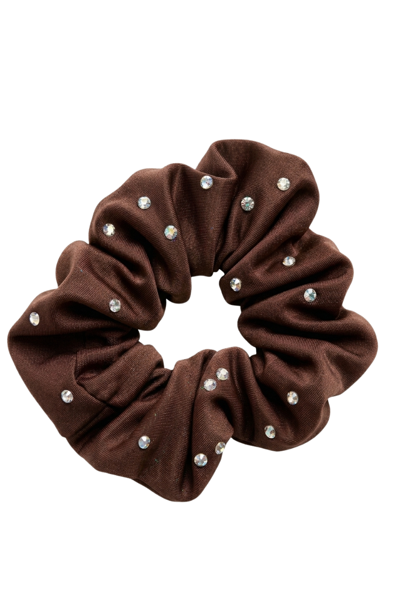 Chocolate Wetlook scrunchie with stones