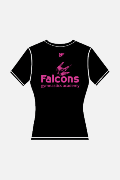 Falcons Fitted Black T-Shirt with Pink - configurable - Quatro Gymnastics UK