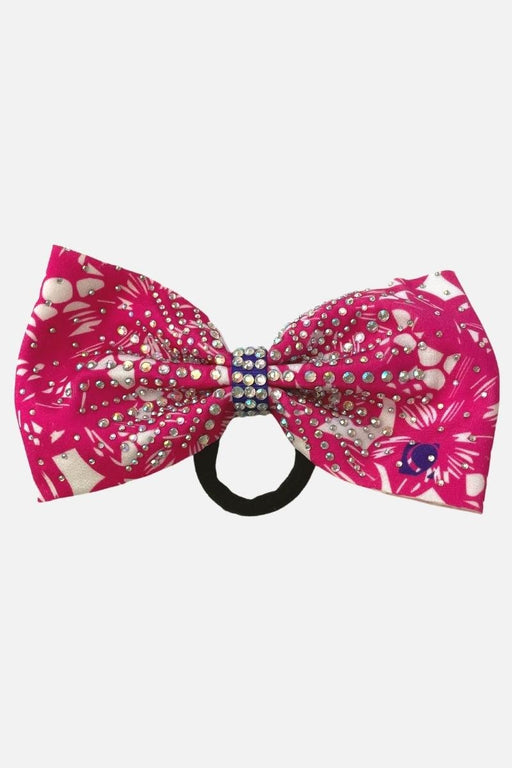 Lace Pink Rhinestone Bow - simple - Quatro Gymnastics UK