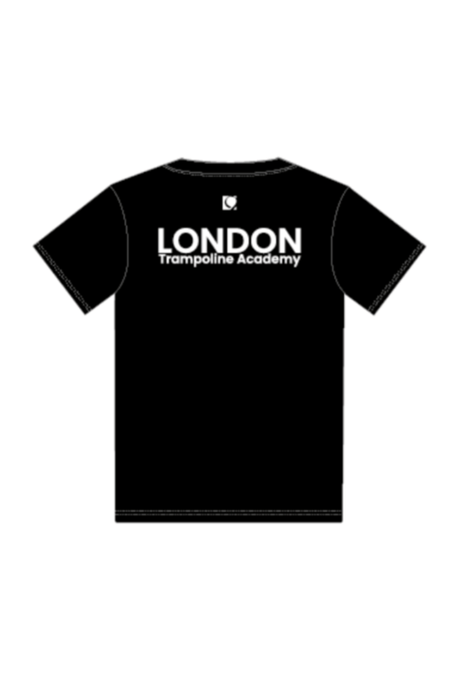 London Trampoline Academy Black T-Shirt D4 RV1 - Configurable - Quatro Gymnastics UK