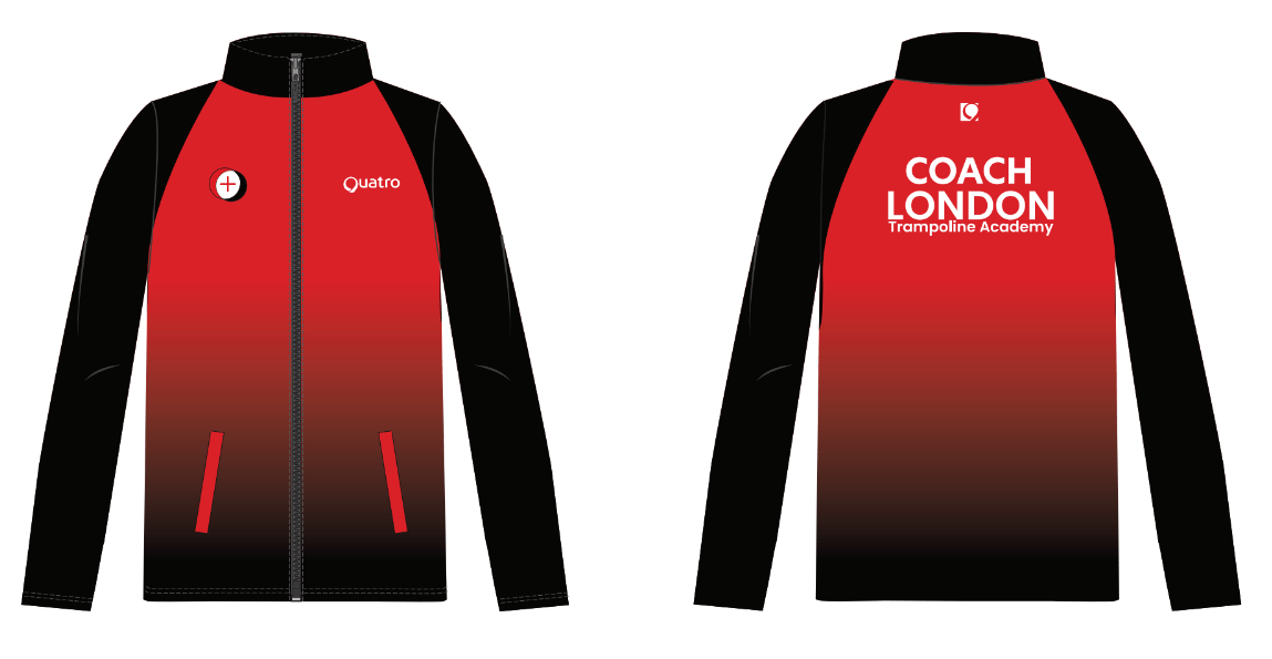 London Trampoline Academy COACH Unisex Jacket D2 RV1 (smaller logo) - Configurable - Quatro Gymnastics UK