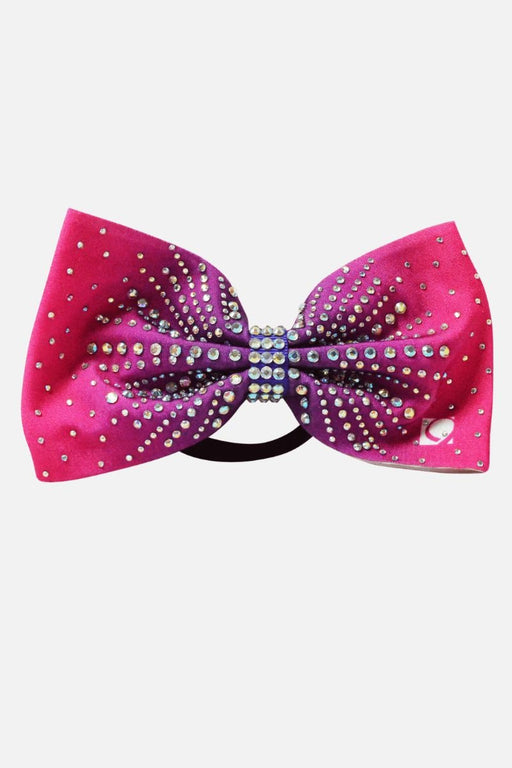 Pink to Purple Ombre Rhinestone Bow - simple - Quatro Gymnastics UK