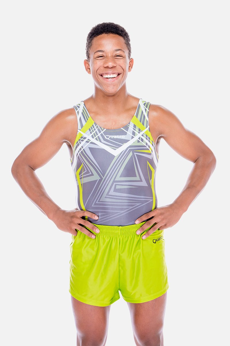 Ares Grey Mens Leotard - configurable - Quatro Gymnastics UK