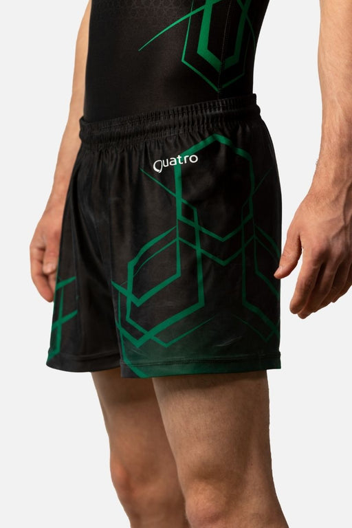Determination Black and Green Shorts - configurable - Quatro Gymnastics UK