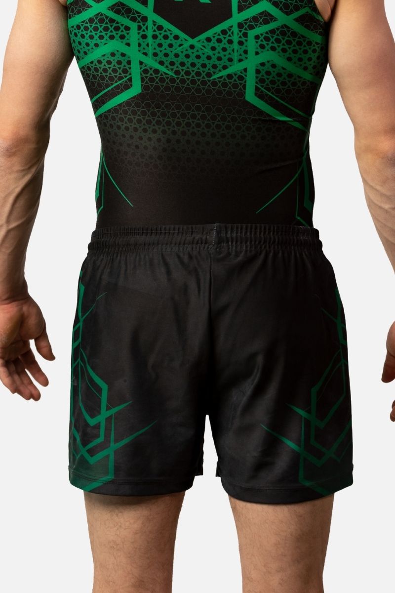 Determination Black and Green Shorts - configurable - Quatro Gymnastics UK