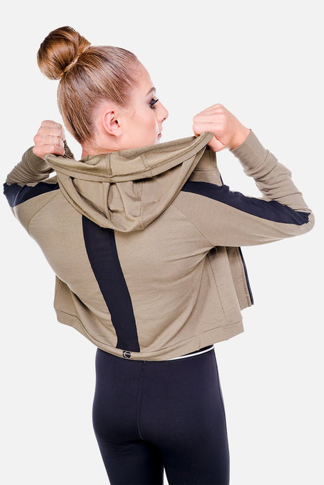 Empower Khaki Cropped Hoodie - configurable - Quatro Gymnastics UK