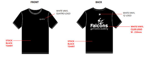 Falcons Fitted T-Shirt Black - configurable - Quatro Gymnastics UK