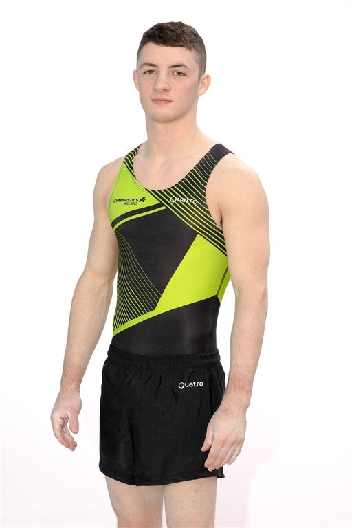 Gymnastics Ireland Black and Lime Mens Leotard - configurable - Quatro Gymnastics UK
