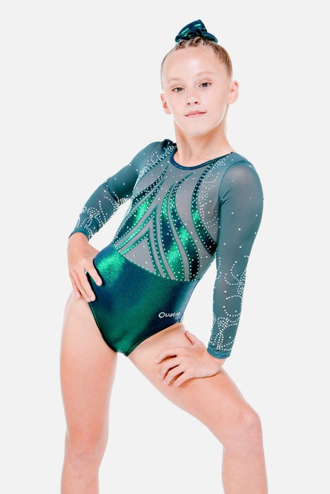 Magnifique Navy Kelly Green Long Sleeve - configurable - Quatro Gymnastics UK