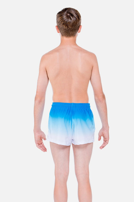 Mens Ocean Blue and White Ombre Shorts - configurable - Quatro Gymnastics UK