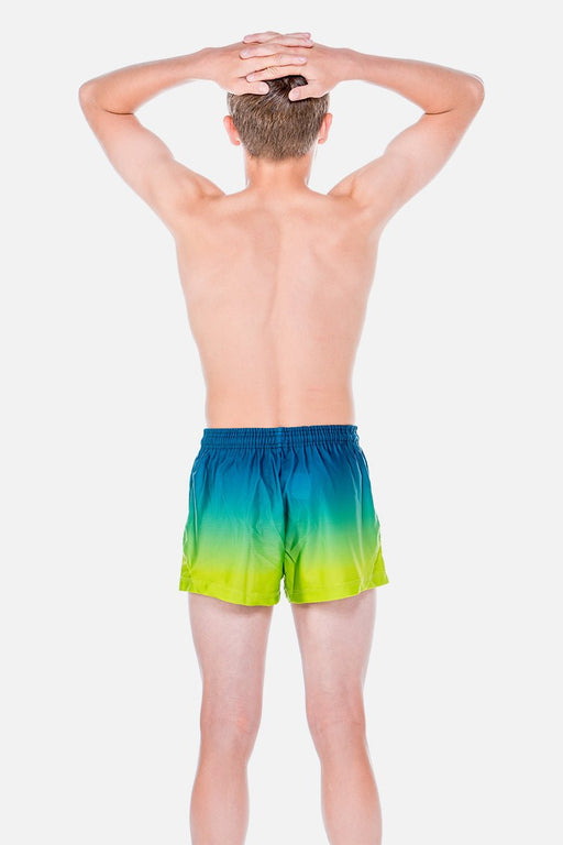 Mens Teal and Lime Ombre Shorts - configurable - Quatro Gymnastics UK