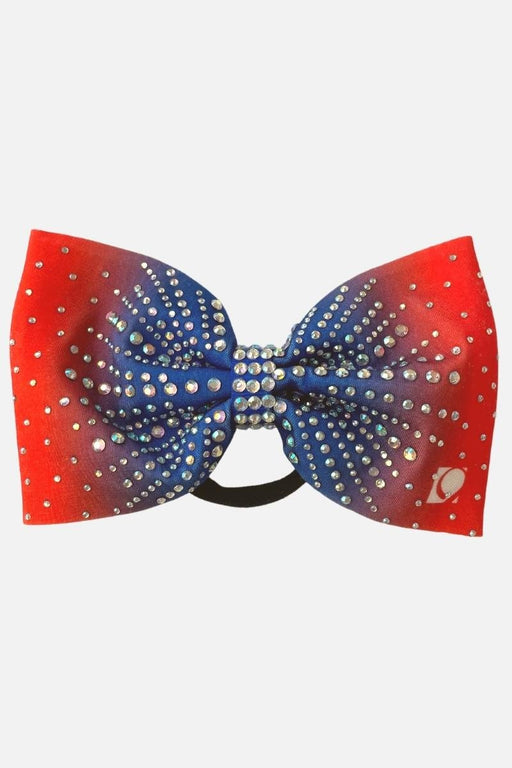 Red to Blue Ombre Rhinestone Bow - simple - Quatro Gymnastics UK